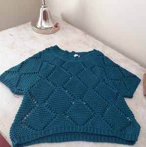 TOBI Knit turquoise 3/4 sleeve sweater